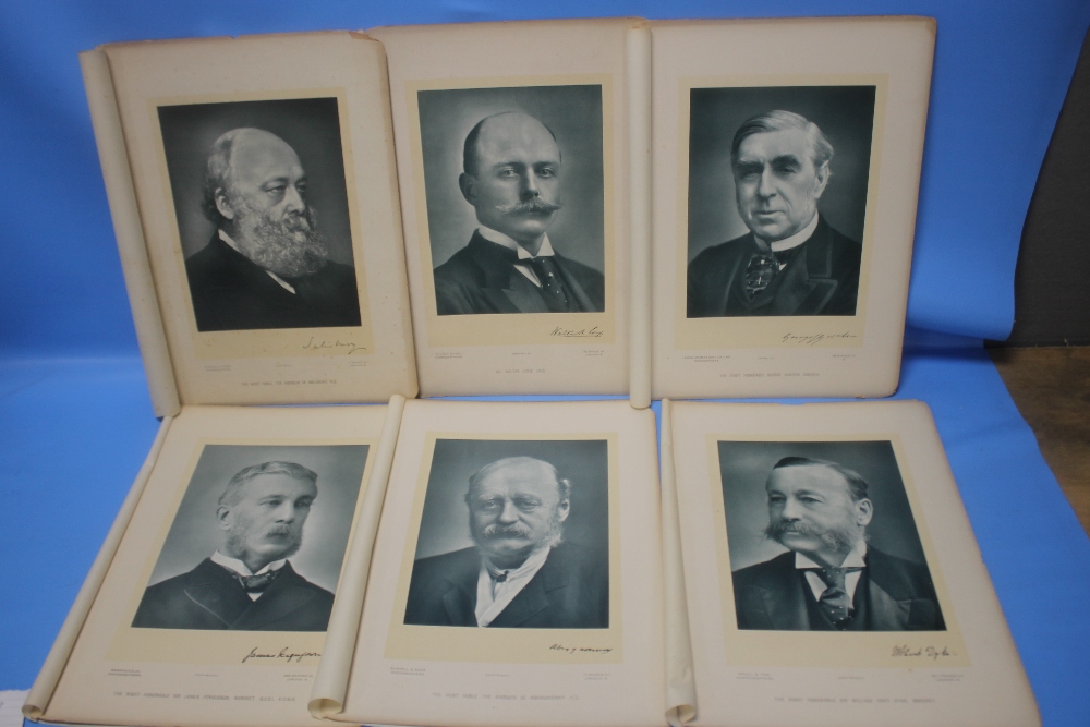 SIX 19TH CENTURY PORTRAIT PHOTOGRAPHS OF POLITICAL FIGURES WITH PRINTED AUTOGRAPHS, to include
