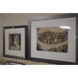 CAROLE LANDER, TWO FRAMED PRINTS