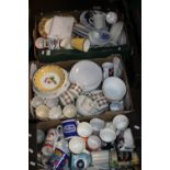 THREE BOXES OF PLATES, MUGS, KITCHENWARE ETC. (TRAYS NOT INCLUDED)