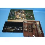 A CASED RIEFLER DRAUGHTMAN'S SET AND A QUANTITY OF EPNS CUTLERY