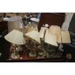 A QUANTITY OF TABLE LAMPS AND SHADES