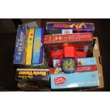 TWO BOXES OF TOYS TO INCLUDE BINGO, JOKE / MAGIC SET, GUESS WHO? ETC.