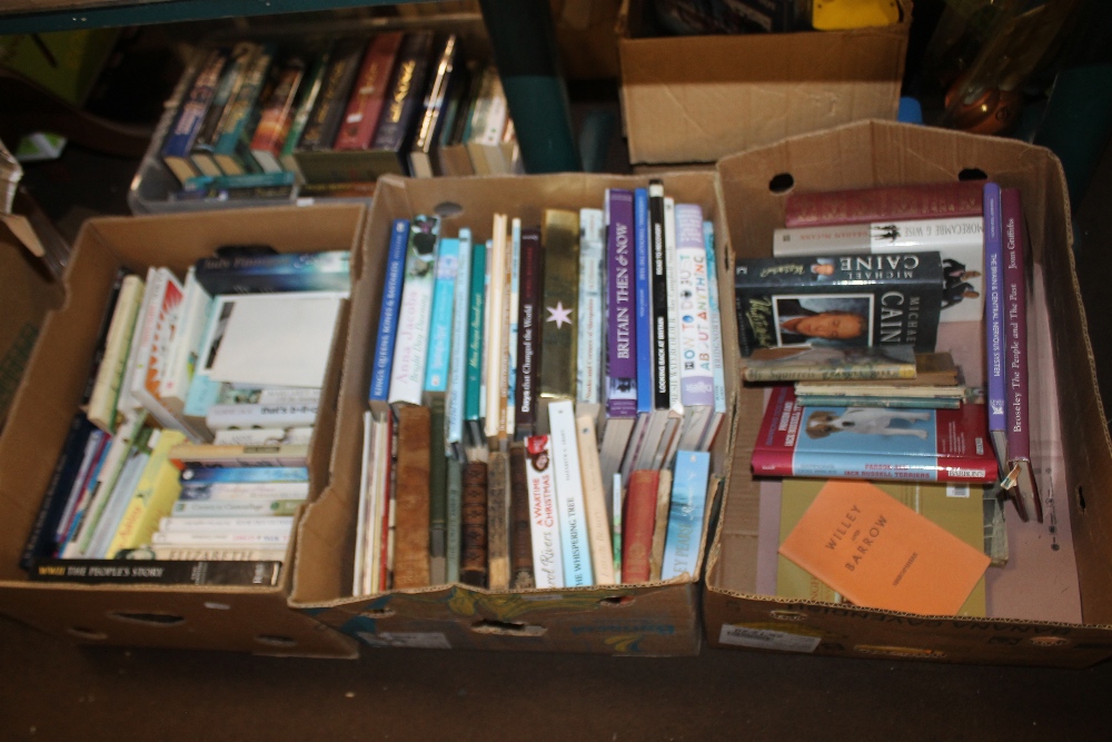 THREE TRAYS OF MAINLY HARDBACK BOOKS INCLUDING NOVELS (TRAYS NOT INCLUDED)