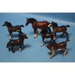 A COLLECTION OF SIX MAINLY BESWICK FOALS (6)