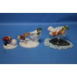 THREE COALPORT "THE SNOWMAN" FIGURES TO INCLUDE "BUILDING THE SNOWMAN", "THE ADVETURE BEGINS" AND "