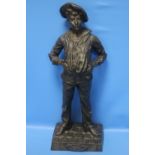 A SPELTER FIGURE NAMED "SIFFLEUR", SIGNED 'MILLARD', H APPROX. 52 CM