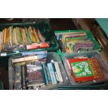 FOUR TRAYS OF PAPERBACK NOVELS, CHILDREN'S BOOKS ETC.