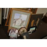 A QUANTITY OF PICTURES, PRINTS AND MIRRORS