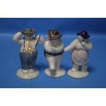 THREE ROYAL DOULTON "THE SNOWMAN" FIGURES TO INCLUDE "LADY SNOWMAN", "STYLISH SNOWMAN" AND "COWBOY