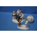 TWO COALPORT "THE SNOWMAN" FIGURES TO INCLUDE 'THE BAND PLAYS ON' AND 'I'LL NEVER FORGET YOU'