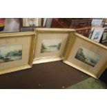 THREE FRAMED WATERCOLOURS BY H. MAGENIS, 72 X 60 CM