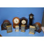 A TRAY OF ASSORTED MANTEL CLOCKS (TRAY NOT INCLUDED)
