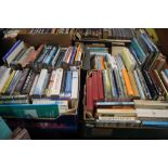 FOUR TRAYS OF BOOKS TO INCLUDE HISTORY AND MILITARY INTEREST (TRAYS NOT INCLUDED)