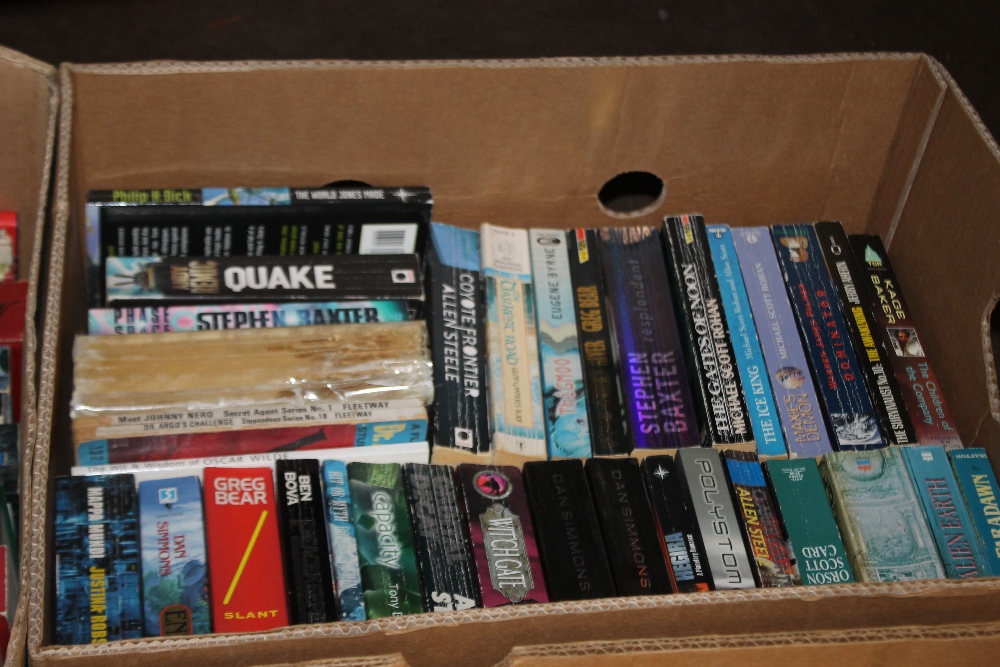 A FOLDING WICKER BOX AND TWO TRAYS OF MAINLY SCIENCE FICTION, FANTASY BOOKS - Image 3 of 5