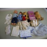 VINTAGE DOLLS AND TEDDY BEARS to include boxed Palitoy Petalskin Vinyl doll, Roddy doll in hand