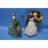 TWO ROYAL DOULTON FIGURINES TO INCLUDE 'BIDDY PENNY FARTHING' AND 'GRACE' (2)