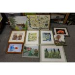 A COLLECTION OF PICTURE PRINTS AND FRAMES TO INCLUDE PASTEL PICTURES BY MARMEY SMITH, STILL LIFE ETC