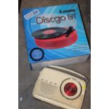 A RETRO BUSH RADIO, BED VACUUM, FOOT MASSAGER, STEEPLETONE RECORD PLAYER