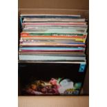 A BOX OF LP RECORDS ETC TO INCLUDE CANNED HEAT, ALICE COOPER ETC