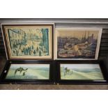 TWO FRAMED L. S LOWRY PRINTS, TOGETHER WITH A PAIR OF EGYPTIAN SCENE PRINTS (4)