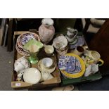 TWO TRAYS OF ASSORTED CERAMICS TO INCLUDE MASON'S, ROYAL DOULTON ETC