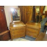 AN OAK MATCHING DRESSING TABLE AND SMALL CHEST (2)
