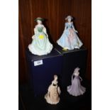 TWO BOXED ROYAL WORCESTER LADY FIGURES 'HANNAH' AND 'FIONA', TOGETHER WITH TWO MATT FINISH