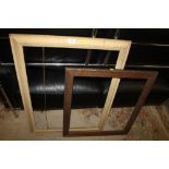 TWO VINTAGE PICTURE FRAMES TO INCLUDE AN OAK EXAMPLE LARGEST REBATE SIZE - 76CM X 55CM SMALLER -