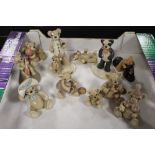 A SMALL TRAY OF JULIA FRANCIS POTTERY BEAR FIGURES ETC