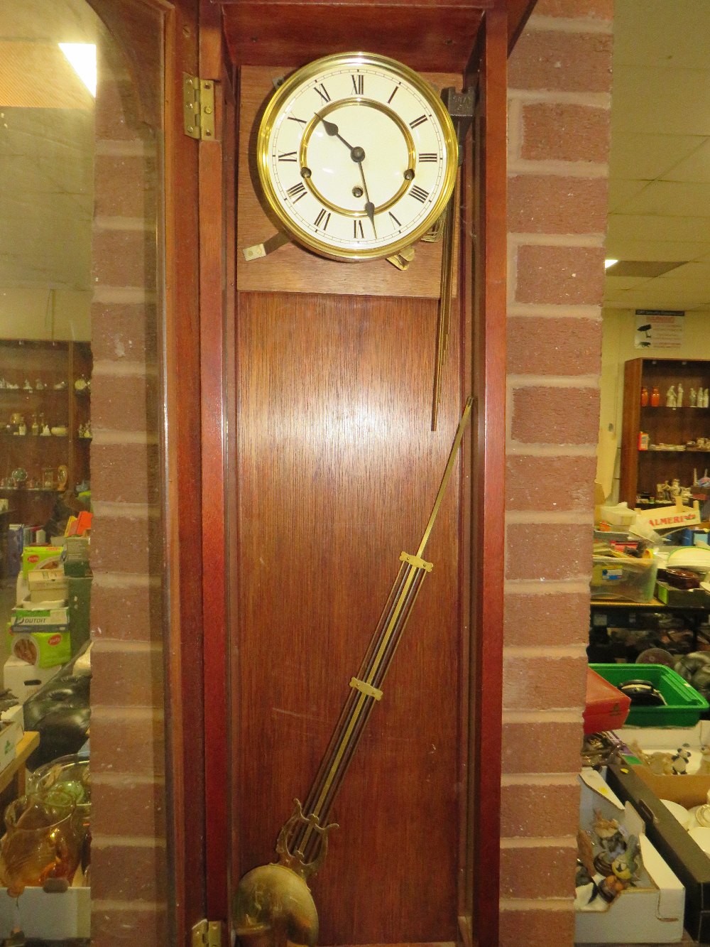 A MODERN MAHOGANY CASED VIENNA STYLE WALLCLOCK H-144 CM - Image 3 of 3