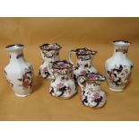 A SET OF FOUR MASONS MANDALAY GRADUATED JUGS TOGETHER WITH A PAIR OF MASONS MANDALAY VASES (6)