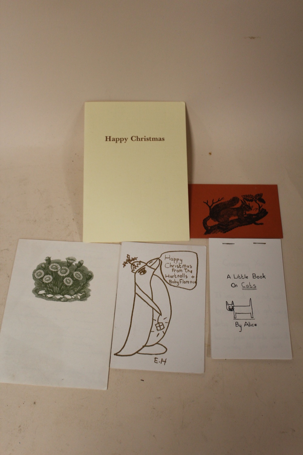 JULIAN HARTNOLL. Two Christmas cards signed by Hartnoll and dated 1987 and 1984, one lithograph