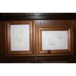 TWO SMALL PINE FRAMED WINNIE THE POOH PRINTS