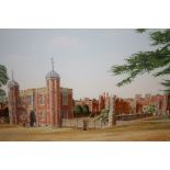 A FRAMED AND GLAZED WATERCOLOUR OF ENTITLED SEPTEMBER MORNING AT CHARLCOTE PARK BY T W MORAN - 47 CM