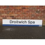 A LARGE REGIONAL RAILWAYS PLATFORM SIGN FOR DROITWICH SPA, made from aluminum W 210 cm H 35 cm D 3