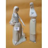 TWO NAO LADY FIGURES WITH IMPRESSED MARKS TO BASE