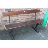 AN EARLY 20TH CENTURY TRAM BENCH BY GEORGE SMITH & CO, SUN FOUNDRY GLASGOW - L 140 CM (LENGTH HAS