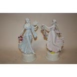 A PAIR OF WEDGWOOD THE DANCING HOURS FLORAL COLLECTION FIGURES