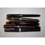 FIVE VINTAGE FOUNTAIN PENS