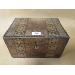 AN ANTIQUE INLAID MAHOGANY TRINKET BOX