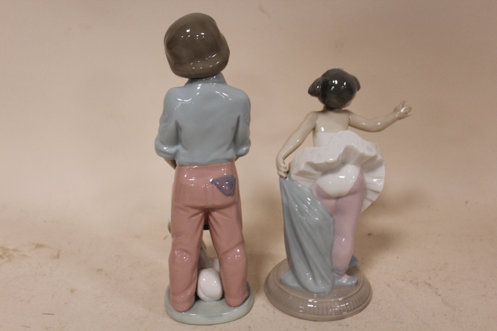 A NAO FIGURE OF A YOUNG BALLERINA, TOGETHER WITH A NAO FIGURE OF A BOY HOLDING A BAG WITH A DOG (2) - Image 2 of 3