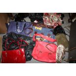 THREE LARGE BOXES OF ASSORTED LADIES HANDBAGS ETC.