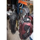 TWO GOLF BAGS PLUS CLUBS TO INCLUDE WILSON