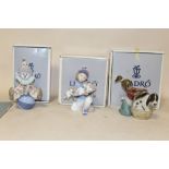 THREE BOXED LLADRO FIGURES COMPRISING OF 'LITTLE RIDERS', 'BASHFUL BATHER' AND 'HAVING A BALL'