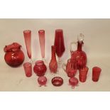 A COLLECTION OF CRANBERRY STYLE GLASSWARE