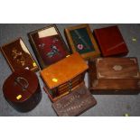 A COLLECTION OF TREEN JEWELLERY BOXES (8)
