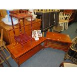 A COFFEE TABLE, TV UNIT, TELEPHONE STAND AND BOOK STAND (4)