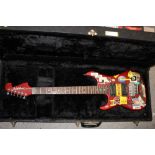A WASHBURN NUNO BETTENCOURT MODEL LEFT HANDED ELECTRIC GUITAR WITH 2 HARD CASES