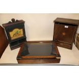 A VINTAGE SMOKERS CABINET, A DISPLAY BOX PLUS ANOTHER BOX