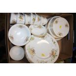 A TRAY OF COALPORT FRUIT PATTERN CHINA TO INCLUDE DINING PLATES